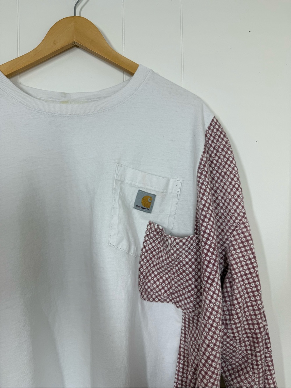 Remi Lyn & Co. Handmade Upcycled Split Carhartt & Flannel Long Sleeve Tee - Picture 4 of 14